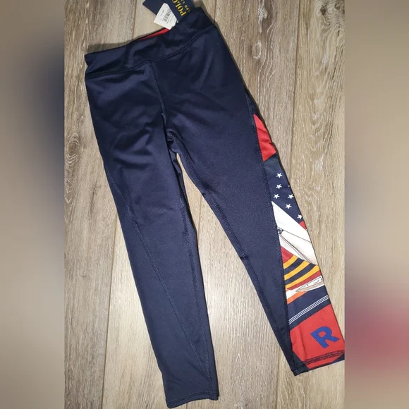 Ralph Lauren girl's navy with red, gold  leggings Sailboat, flag, stars Size 6x - Picture 4 of 9